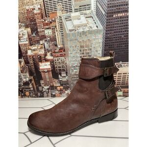 FRYE Women's Anna Gore Short Buffalo Leather Western Boot Reddish Brown Size 10